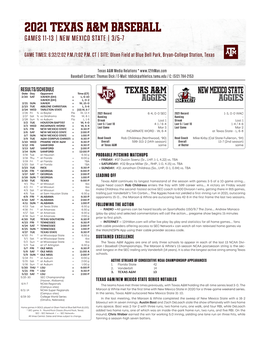 2021 Texas A&M Baseball