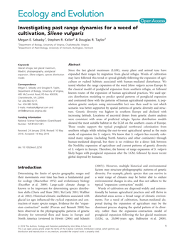 Investigating Past Range Dynamics for a Weed of Cultivation, Silene Vulgaris Megan E