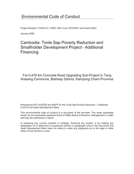 Tonle Sap Poverty Reduction and Smallholder Development Project - Additional Financing