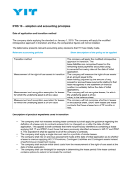 IFRS 16 – Adoption and Accounting Principles