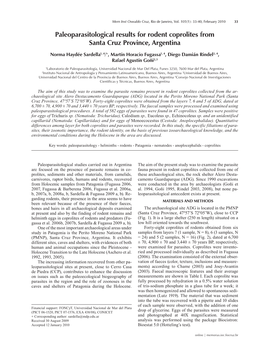 Paleoparasitological Results for Rodent Coprolites from Santa Cruz Province, Argentina