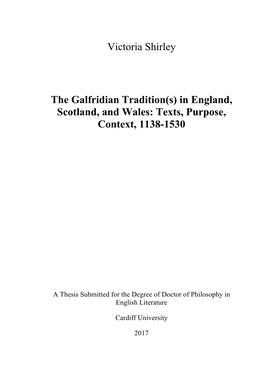 In England, Scotland, and Wales: Texts, Purpose, Context, 1138-1530