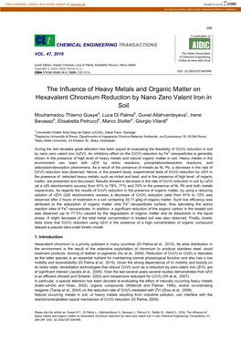 The Influence of Heavy Metals and Organic Matter on Hexavalent