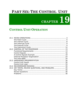 Control Unit Operation