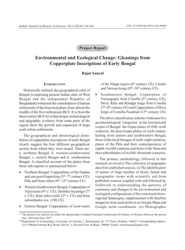 Environmental and Ecological Change: Gleanings from Copperplate Inscriptions of Early Bengal