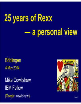 25 Years of Rexx ― a Personal View