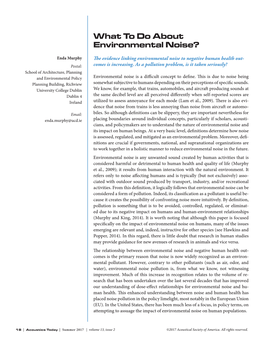 What to Do About Environmental Noise?