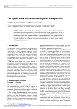 The Hybrid Trains in International Logistics Transportation