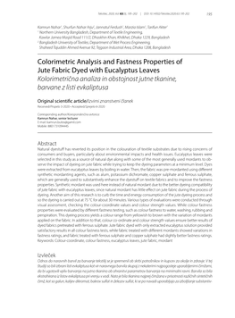 Colorimetric Analysis and Fastness Properties of Jute Fabric Dyed With