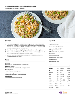 Spicy Edamame Fried Cauliflower Rice 10 Ingredients · 15 Minutes · 2 Servings