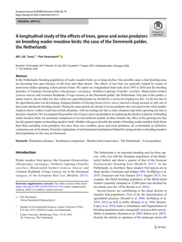 A Longitudinal Study of the Effects of Trees, Geese and Avian Predators on Breeding Wader Meadow Birds: the Case of the Demmerik Polder, the Netherlands