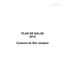 PLAN DE SALUD 2015 Comuna De San Joaquín