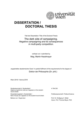 Dissertation / Doctoral Thesis