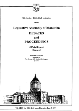 Legislative Assembly of Manitoba DEBATES and PROCEEDINGS