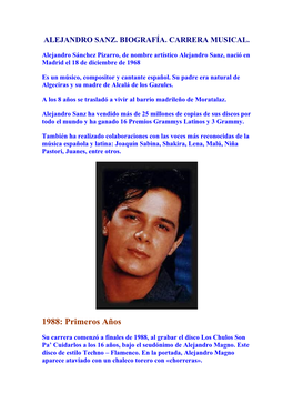 Biografía De Alejandro Sanz En Formato PDF, Pinchar Aquí