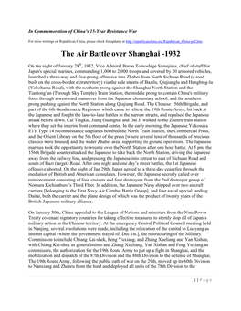 The Air Battle Over Shanghai -1932