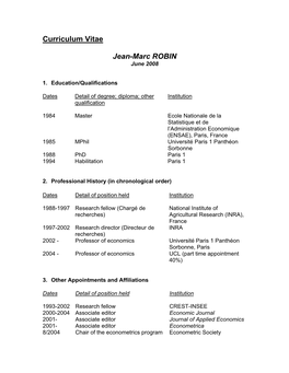 Curriculum Vitae Jean-Marc ROBIN