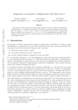 Fragments in Symmetric Configurations with Block Size 3