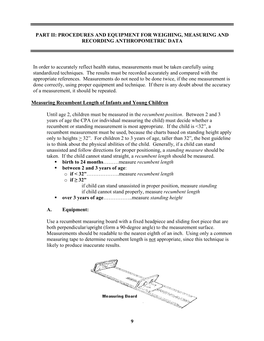 Part Ii: Procedures and Equipment for Weighing, Measuring and Recording Anthropometric Data