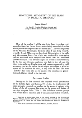Functional Asymmetry of the Brain in Dichotic Listening!