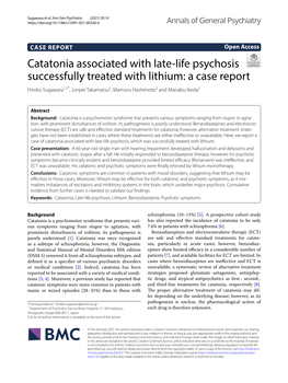 Catatonia Associated with Late-Life Psychosis Successfully Treated With