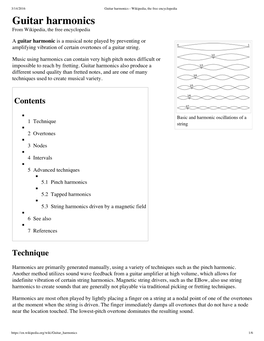 Guitar Harmonics - Wikipedia, the Free Encyclopedia Guitar Harmonics from Wikipedia, the Free Encyclopedia