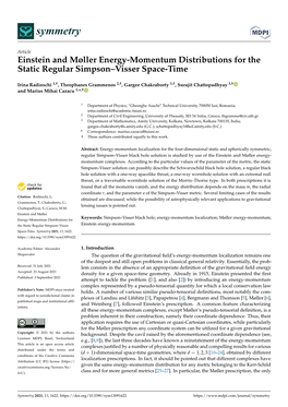 Einstein and Møller Energy-Momentum Distributions for the Static Regular Simpson–Visser Space-Time