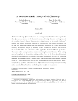 A Neuroeconomic Theory of (Dis)Honesty ∗