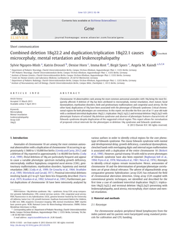 Combined Deletion 18Q22.2 and Duplication/Triplication 18Q22.1 Causes Microcephaly, Mental Retardation and Leukencephalopathy