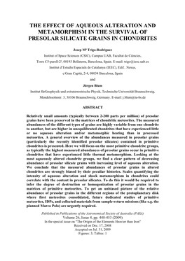 The Effect of Aqueous Alteration and Metamorphism in the Survival of Presolar Silicate Grains in Chondrites