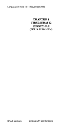 Chapter 8 Tirumurai 12 Sekkizhar Periya Puranam