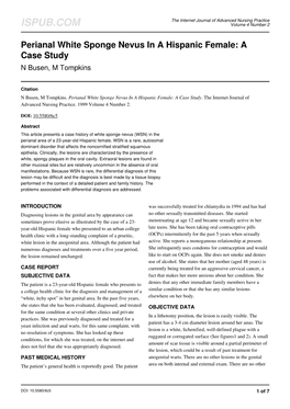 Perianal White Sponge Nevus in a Hispanic Female: a Case Study N Busen, M Tompkins