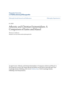 Atheistic and Christian Existentialism: a Comparison of Sartre and Marcel Thomas C