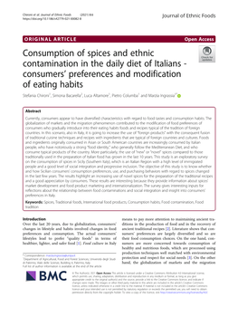 Consumption of Spices and Ethnic Contamination in the Daily Diet Of