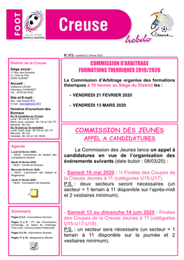 COMMISSION DES JEUNES Mercredi : 8H-12H Vendredi : 8H-12H Et 13H-16H30 APPEL a CANDIDATURES