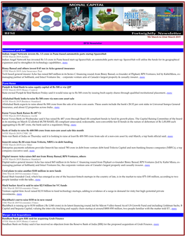 9Th March to 22Nd March 2019 BFSI Newsletter Investment and Exit