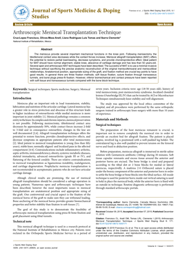 Arthroscopic Meniscal Transplantation Technique