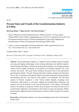 Present State and Trends of the Geoinformation Industry in China