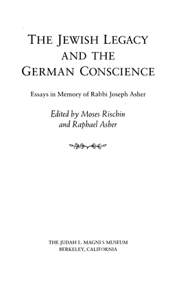 The Jewish Legacy and the German Conscience