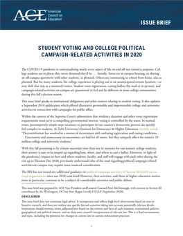 Student Voting and College Political Campaign-Related Activities in 2020