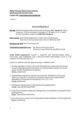 Balajt Község Önkormányzatának KÉPVISELŐ-TESTÜLETE E-Mail Cím: Onkormányzat@Balajt.Hu