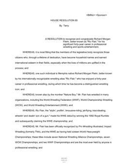 HOUSE RESOLUTION 85 by Terry A