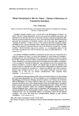 Cantor's Discovery of Transfinite Numbers