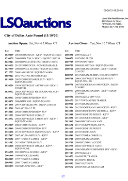 City of Dallas Auto Pound (11/10/20)