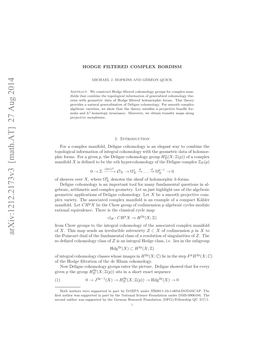 HODGE FILTERED COMPLEX BORDISM 11 Given by the Constant Presheaf with Value E