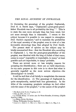 The Royal Ancestry of Zephaniah
