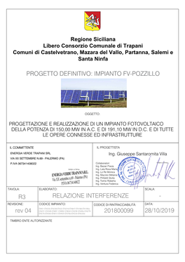 PROGETTO DEFINITIVO: IMPIANTO FV-POZZILLO 28/10/2019 Rev 04 201800099 R3 RELAZIONE INTERFERENZE