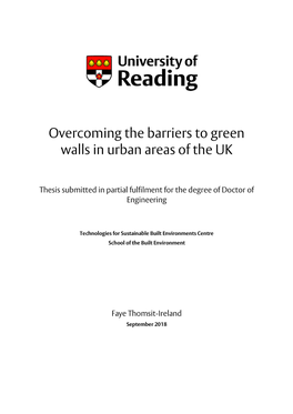 Overcoming the Barriers to Green Walls in Urban Areas of the UK