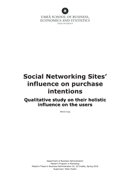 Social Networking Sites' Influence on Purchase Intentions