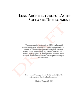 Lean Architecture for Agile Software Development